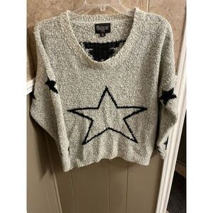Mia Maddison Gray‎ Star Sweater Size Missy Plus 1X